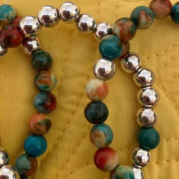 Set of 3 Handmade Elastic Genuine Stone Bracelets - Picture 2 of 2